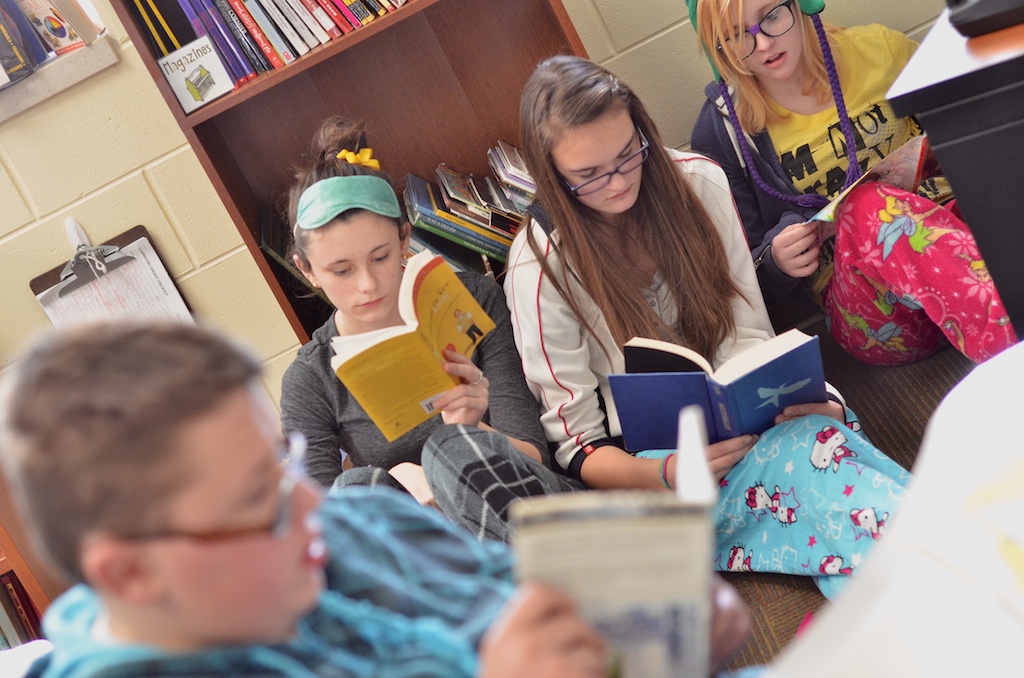 Zemmer Middle School students spent time reading in all classes on Celebrate Literacy Day, 12-12-12.