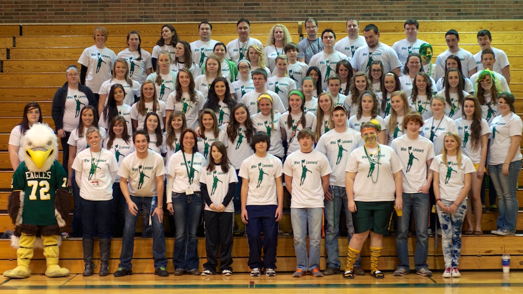 East students showing off their Wes Leonard Heart Team t-shirts on Friday afternoon.