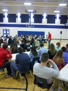 40 students from both East and West High Schools took part in a leadership symposium this morning with Ted Wiese.