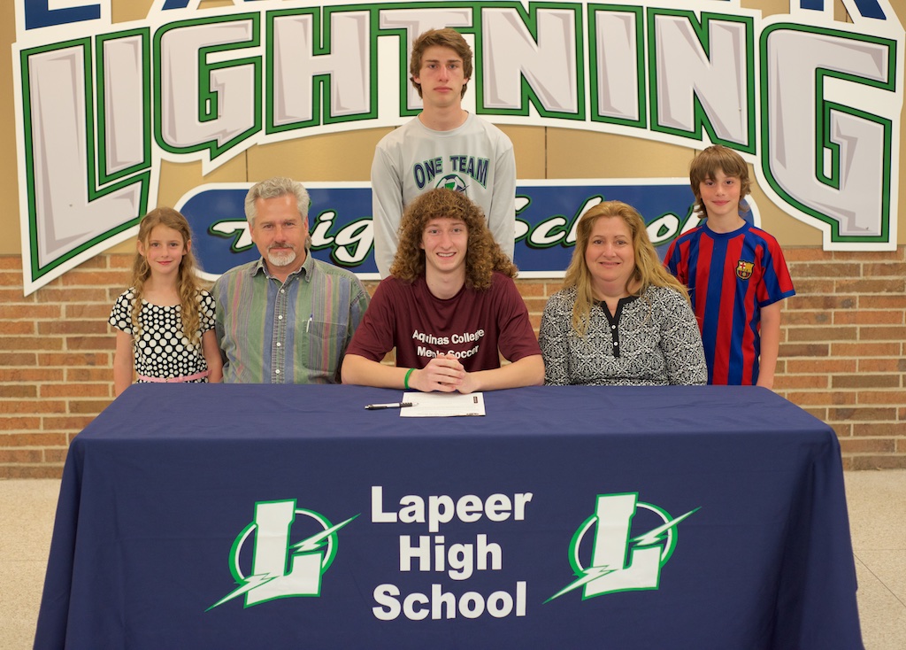Lapeer High School senior Sean Bopra at Friday's signing ceremony. 